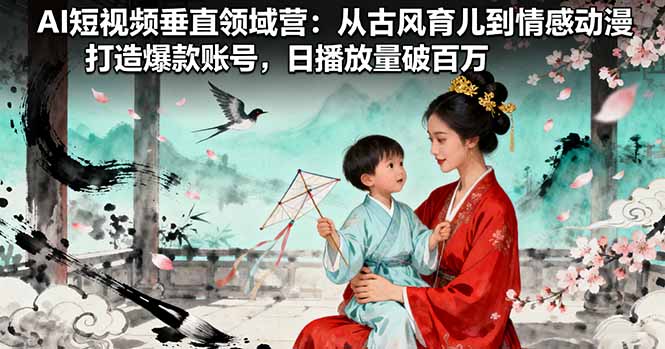 AI短视频垂直领域营：从古风育儿到情感动漫，打造爆款账号,日播放量破百万-鼎誉项目网