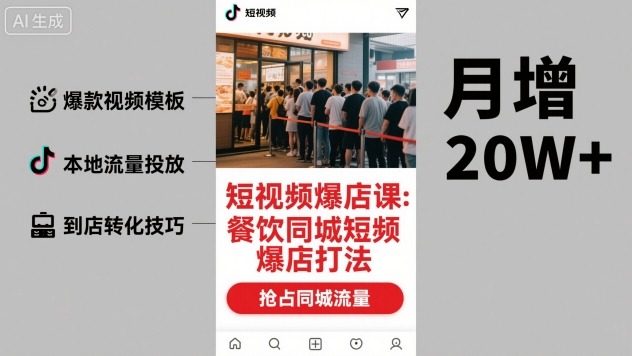 短视频爆店课，餐饮同城短视频爆店打法-鼎誉项目网