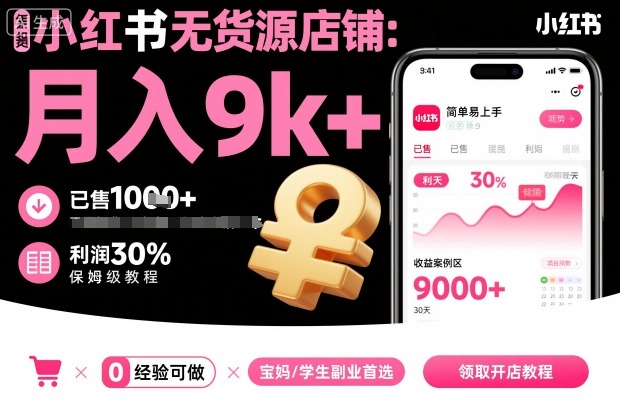 小红书无货源店铺项目，简单易上手，月入9k+，保姆级教程-鼎誉项目网