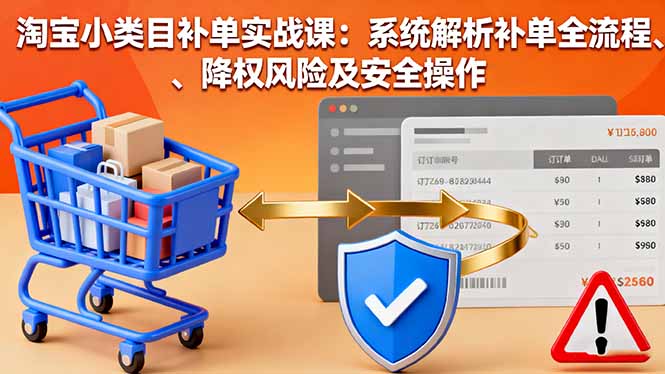 淘宝小类目补单实战课：系统解析补单全流程、降权风险及安全操作-鼎誉项目网