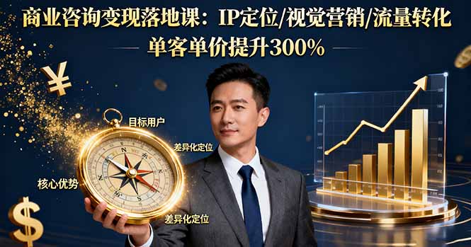 商业咨询变现落地课：IP定位/视觉营销/流量转化，单客单价提升300%-鼎誉项目网