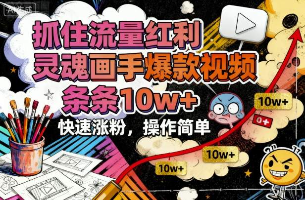 抓住流量红利，灵魂画手爆款视频，条条10w+，快速涨粉，操作简单-鼎誉项目网