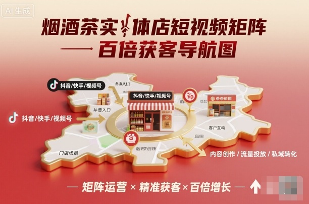 烟酒茶实体店短视频矩阵百倍获客导航图-鼎誉项目网