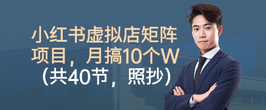 小红书虚拟店矩阵项目,照抄照做,月搞1W+(共40节)