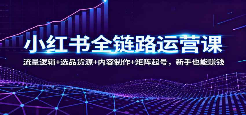 小红书全链路运营课：流量逻辑+选品货源+内容制作+矩阵起号，新手也能赚钱-鼎誉项目网