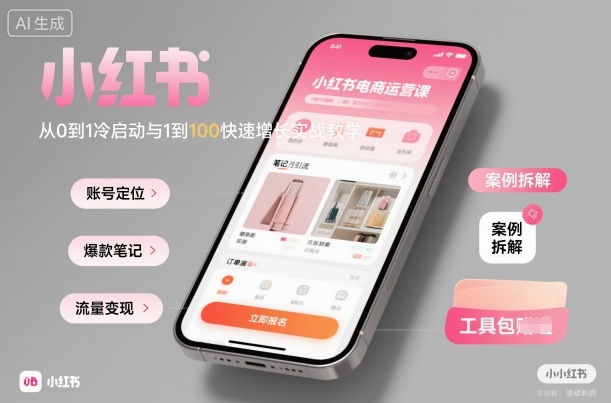 小红书电商运营课：从0到1冷启动与1到100快速增长实战教学-鼎誉项目网