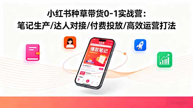 小红书种草带货0-1实战营：笔记生产/达人对接/付费投放/高效运营打法-鼎誉项目网