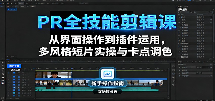 PR全技能剪辑课：从界面操作到插件运用，多风格短片实操与卡点调色-鼎誉项目网