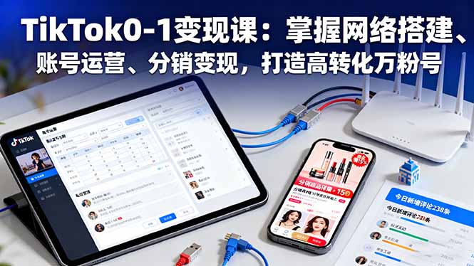 TikTok0-1变现课：掌握网络搭建、账号运营、分销变现，打造高转化万粉号-鼎誉项目网