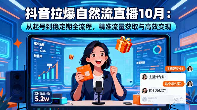 抖音拉爆自然流直播10月：从起号到稳定期全流程，精准流量获取与高效变现-鼎誉项目网