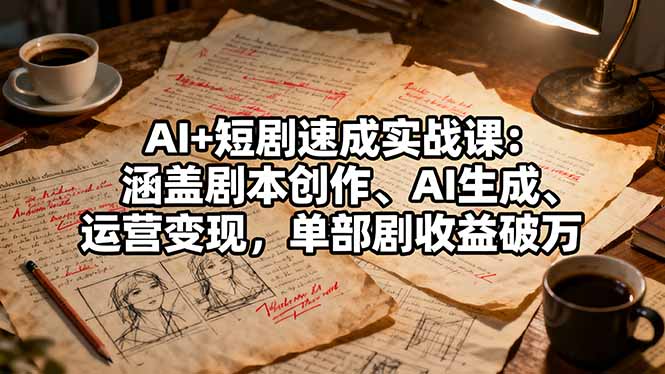 AI+短剧速成实战课：涵盖剧本创作、AI生成、运营变现，单部剧收益破万-鼎誉项目网