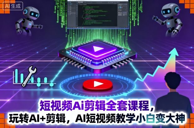 短视频Ai剪辑全套课程，玩转AI+剪辑，AI短视频教学小白变大神-鼎誉项目网
