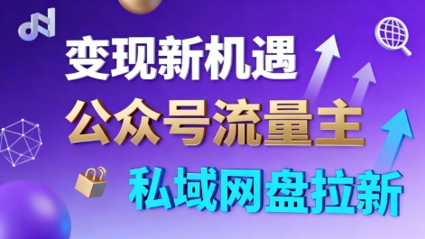 公众号流量主+私域网盘拉新，多方式变现，简单易上手，当天就有收益-鼎誉项目网