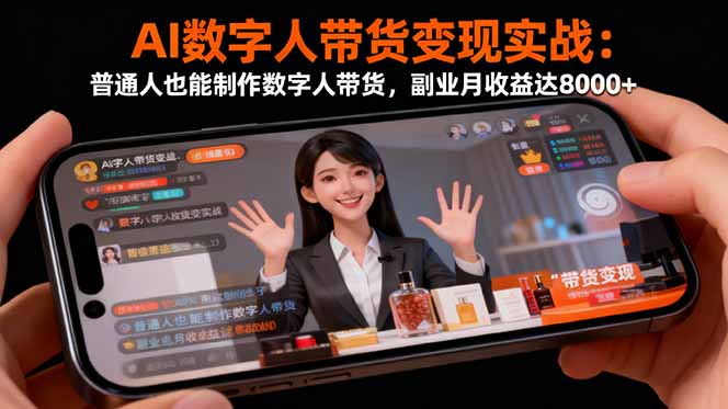 AI数字人带货变现实战：普通人也能制作数字人带货，副业月收益达8000+-鼎誉项目网
