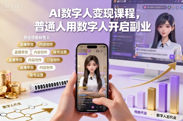 AI数字人变现课程，普通人用数字人开启副业-鼎誉项目网
