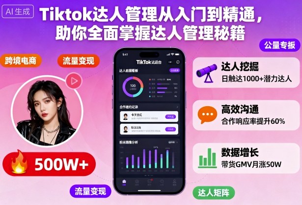 Tiktok达人管理从入门到精通，助你全面掌握达人管理秘籍-鼎誉项目网