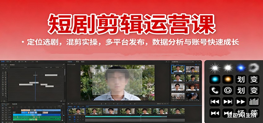 短剧剪辑运营课:定位选剧,混剪实操,多平台发布,数据分析与账号快速成长-鼎誉项目网