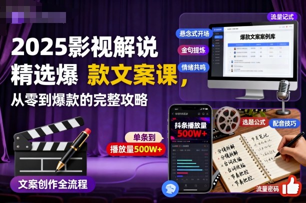 2025影视解说精选爆款文案课，从零到爆款的完整攻略-鼎誉项目网