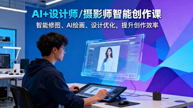 AI+设计师/摄影师智能创作课：智能修图、AI绘画、设计优化，提升创作效率-鼎誉项目网