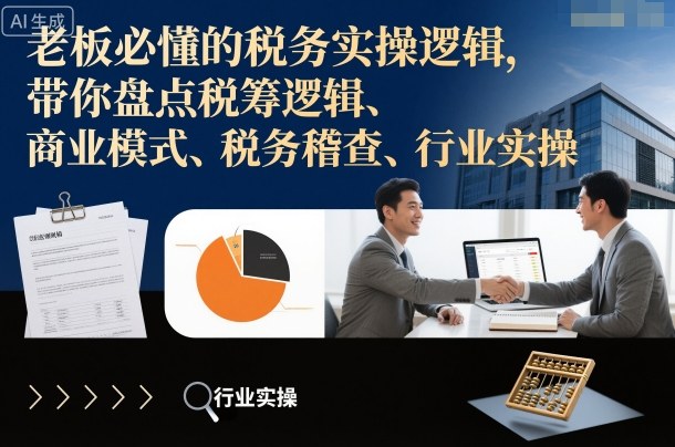 老板必懂的税务实操逻辑，带你盘点税筹逻辑、商业模式、税务稽查、行业实操-鼎誉项目网