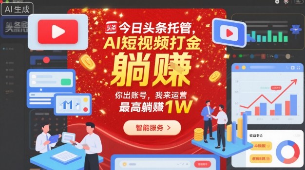 今日头条托管，AI短视频打金，你出账号，我来运营，最高躺賺1W【揭秘】-鼎誉项目网