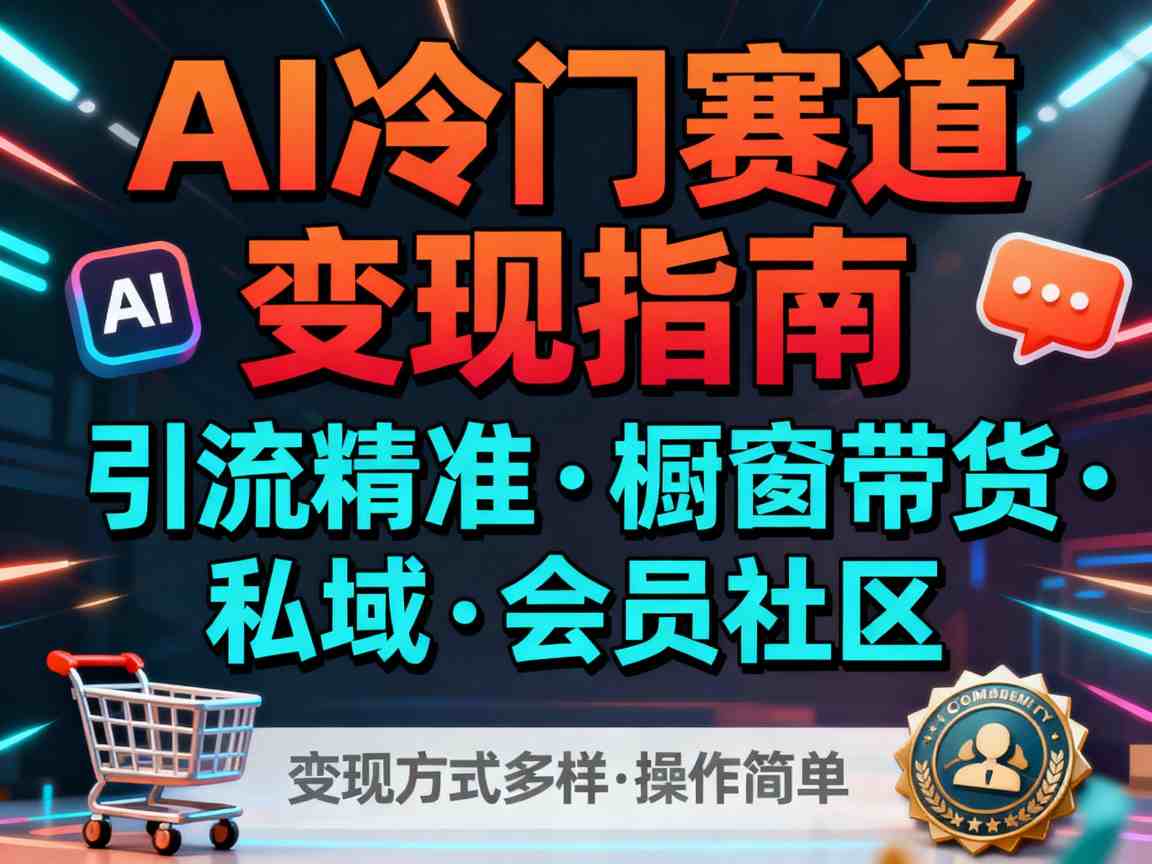 AI冷门赛道，引流精准，橱窗带货+私域+会员社区，变现方式多样，操作简单-鼎誉项目网