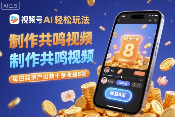 视频号AI轻松玩法，制作共鸣视频，每日简单产出数十条收益8张-鼎誉项目网