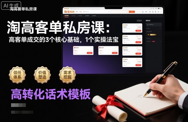 淘高客单私房课：高客单成交的3个核心基础，1个实操法宝-鼎誉项目网