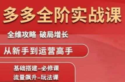 大炮·拼多多全阶实战课程(更新10月)-鼎誉项目网