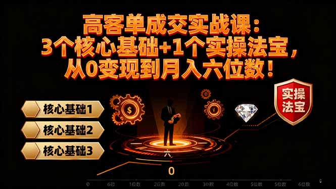 高 客单成交实战课：3个核心基础+1个实操法宝，从0变现到月入六位数！-鼎誉项目网