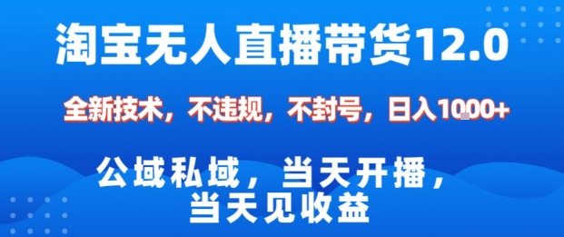 淘宝无人直播12.0，公域私域技术，不封号，不违规布局双十一流量风口，日入1k(独家技术)【揭秘】-鼎誉项目网