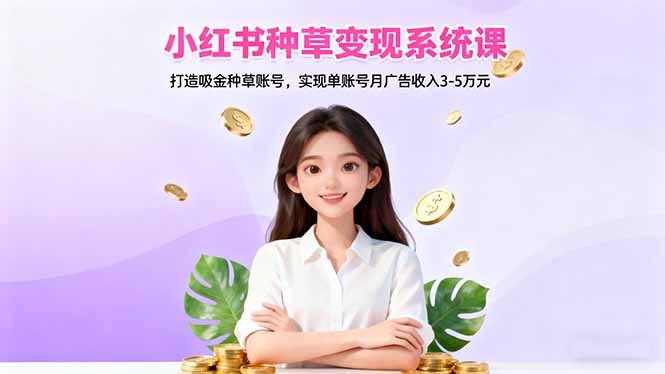 小红书种草变现系统课：打造吸金种草账号，实现单账号月广告收入3-5万元-鼎誉项目网