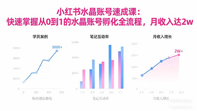 2025小红书水晶账号速成课：快速掌握从0-1水晶账号孵化全流程，月收入达2w-鼎誉项目网
