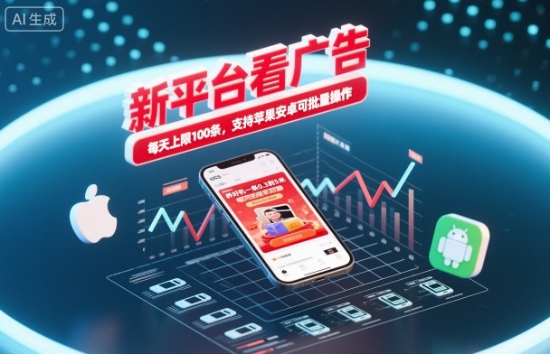 新平台看广告，养好机一条0.3到5米，每天上限100条，支持苹果安卓可批量操作-鼎誉项目网