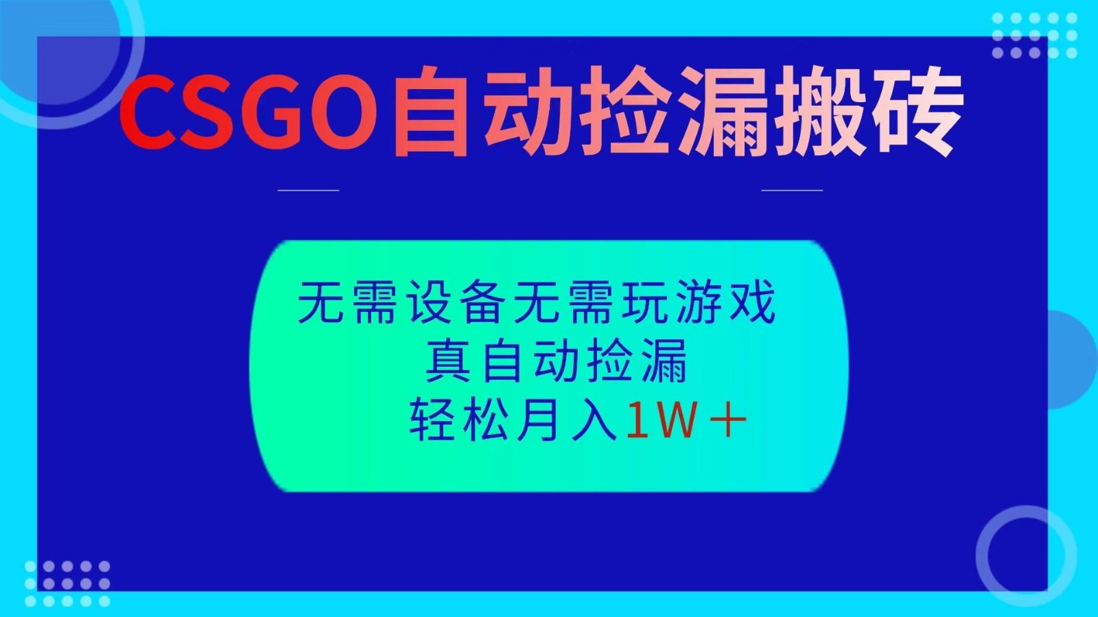CSGO自动捡漏搬砖，当天操作当天见结果，无需了解游戏，包教包会包落地-鼎誉项目网