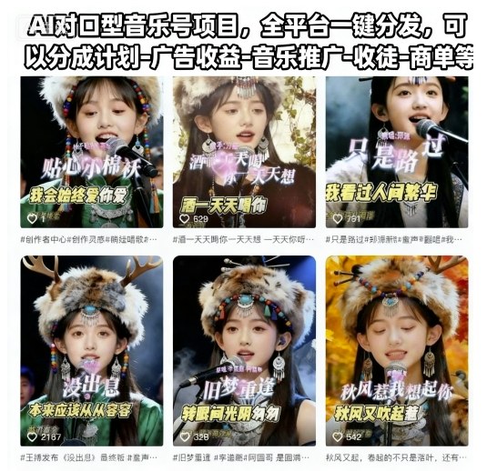 AI对口型音乐号项目，全平台一键分发，可以分成计划-广告收益-音乐推广-收徒-商单等-鼎誉项目网