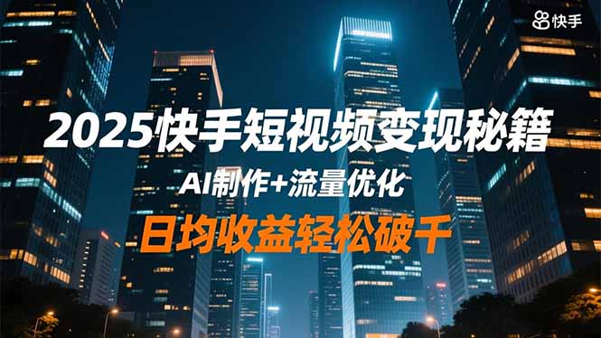 2025快手短视频变现秘籍，AI制作+流量优化，日均收益轻松破千-鼎誉项目网