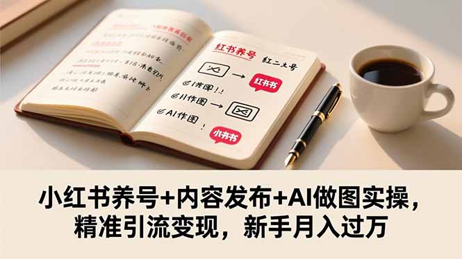 小红书养号+内容发布+AI做图实操，精准引流变现，新手月入过万-鼎誉项目网