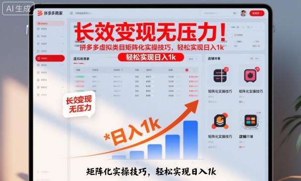 长效变现无压力！拼多多虚拟类目矩阵化实操技巧，轻松实现日入1k【揭秘】-鼎誉项目网