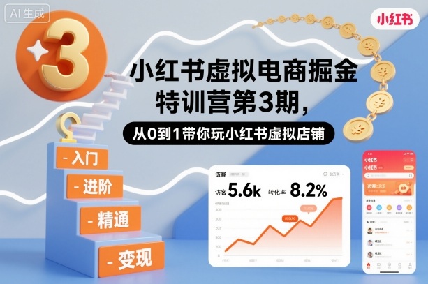 小红书虚拟电商掘金特训营第3期，从0到1带你玩小红书虚拟店铺-鼎誉项目网