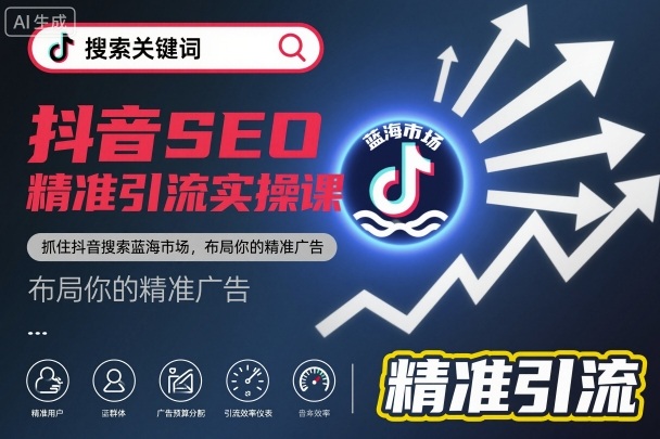 抖音SEO精准引流实操课，抓住抖音搜索蓝海市场，布局你的精准广告-鼎誉项目网