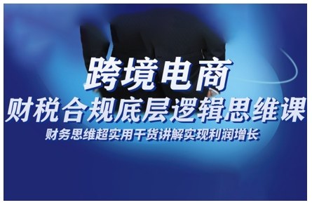 跨境电商财稅合规底层逻辑思维课，财务思维超实用于货讲解实现利润增长-鼎誉项目网
