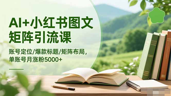 AI+小红书图文矩阵引流课：账号定位/爆款标题/矩阵布局/单账号月涨粉5000+-鼎誉项目网