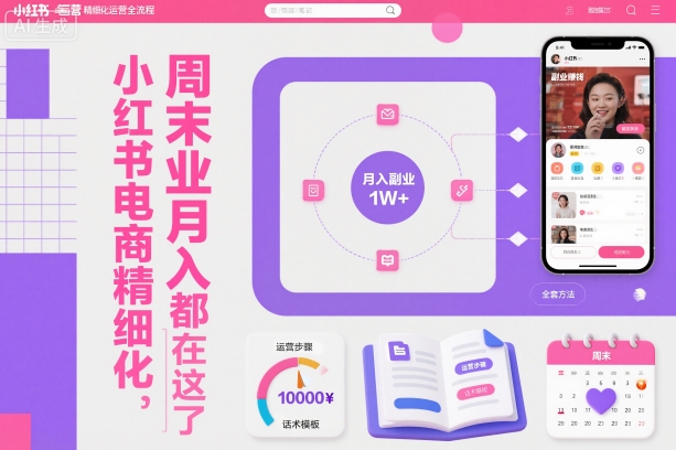 小红书电商精细化运营全流程，周末副业月入1W+，全套方法都在这了-鼎誉项目网