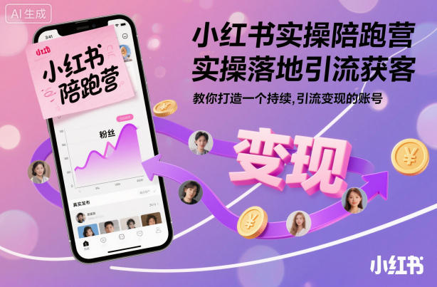 小红书实操陪跑营，实操落地引流获客，教你打造一个持续引流变现的账号-鼎誉项目网