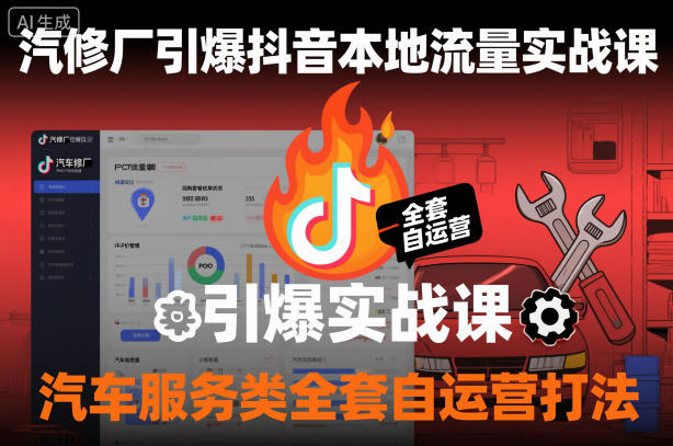 汽修厂引爆抖音本地流量实战课，汽车服务类全套自运营打法-鼎誉项目网