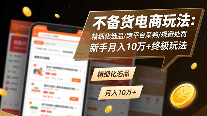不备货电商玩法：精细化选品/跨平台采购/规避处罚，新手月入10万+终极玩法-鼎誉项目网