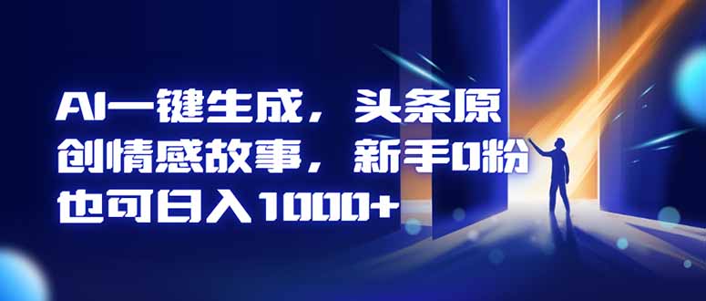 AI一键生成，头条原创情感故事，新手0粉也可日入1000+-鼎誉项目网
