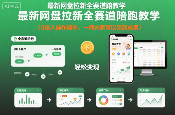最新网盘拉新全赛道陪跑教学，0投入操作简单，一周内就可以见到成果-鼎誉项目网