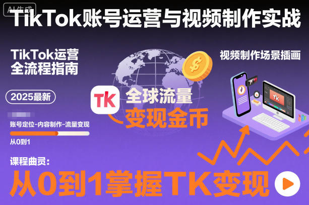 2025最新TikTok账号运营与视频制作实战全流程，从0到1掌握TK变现(含11月最新TK搬运技术)-鼎誉项目网